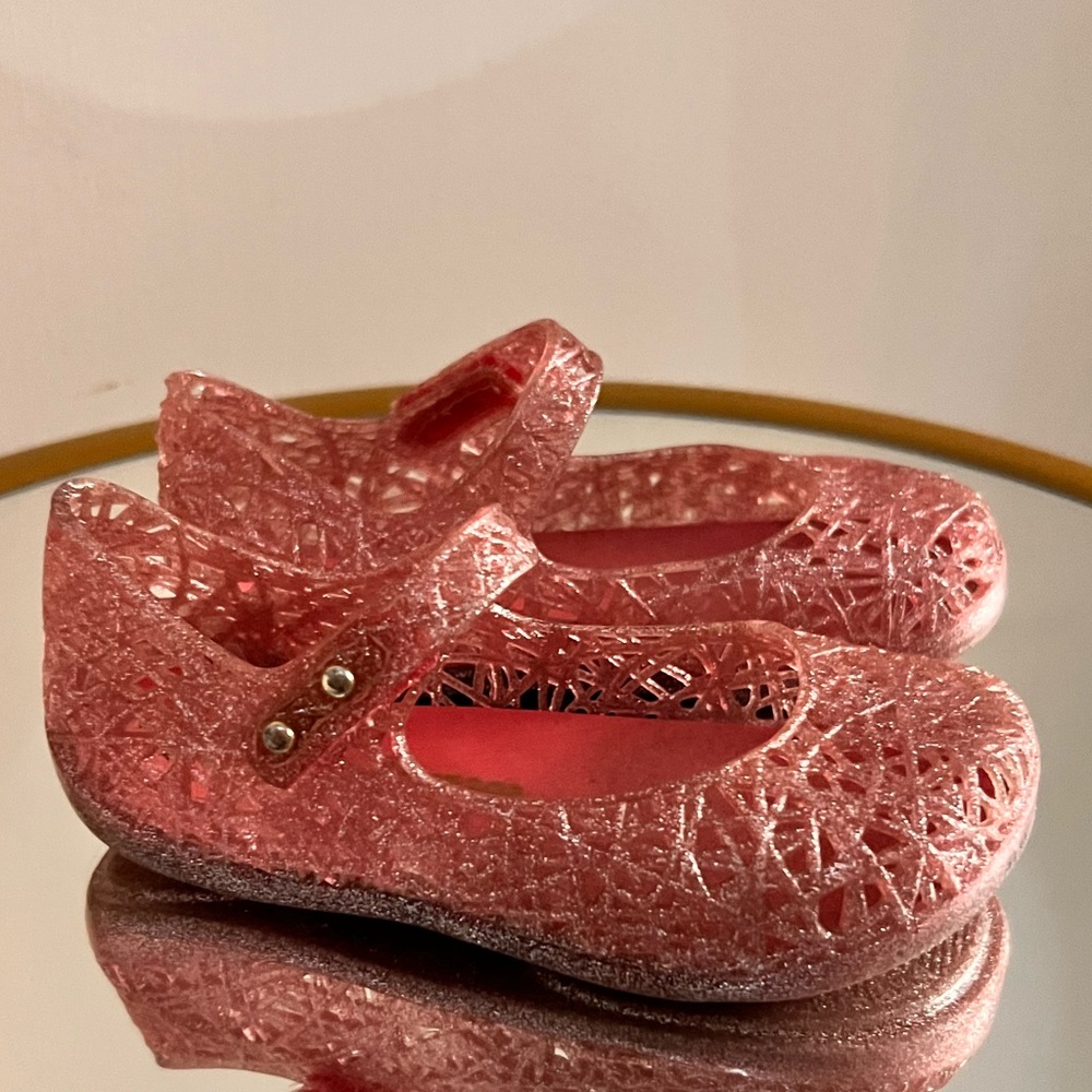 Mini Melissa Campana Jelly Flats Rose Glitter Size 8